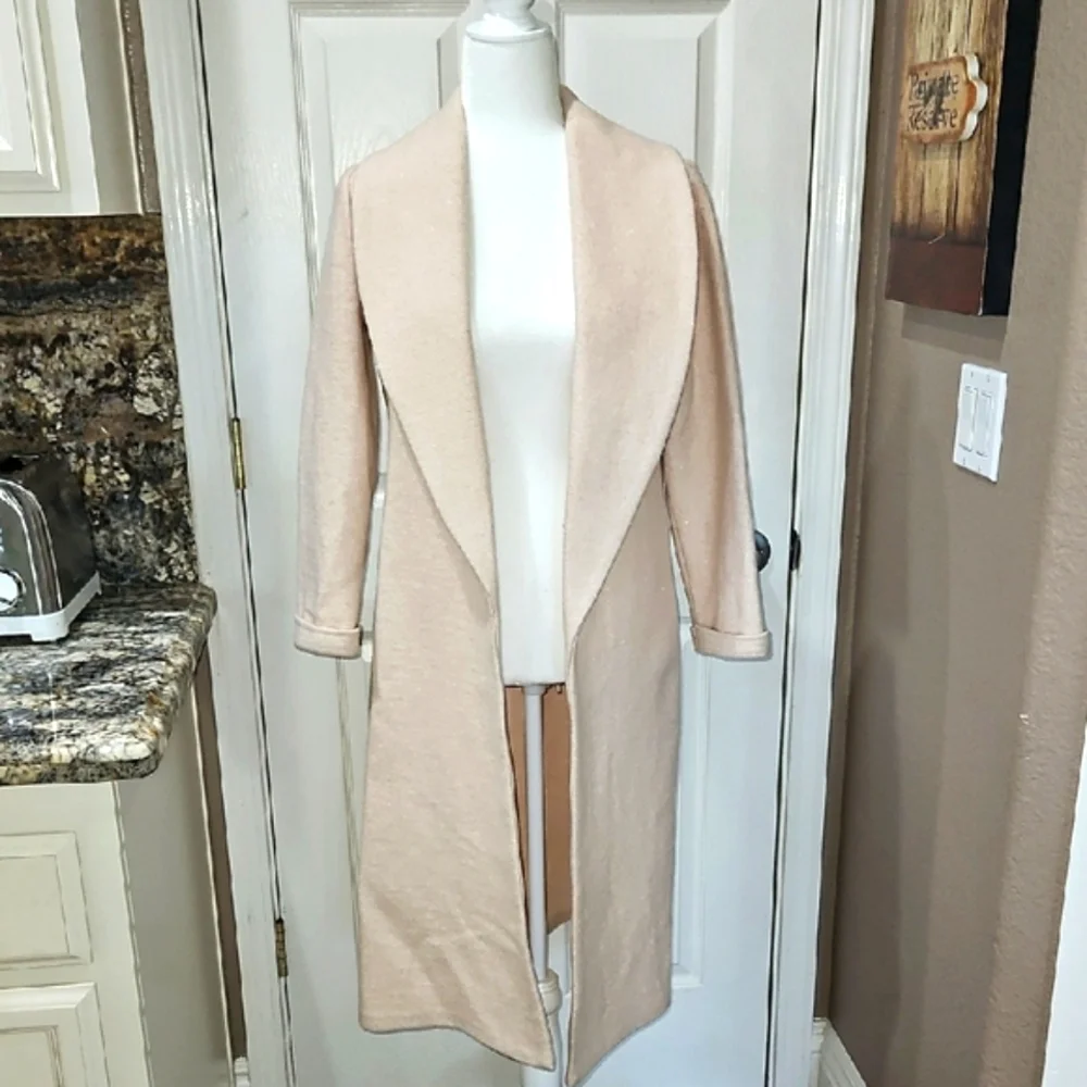 BeBe Wool Blend Pastel Pink With Silver Thredding Trech Coat Jacket - Picture 2 of 10